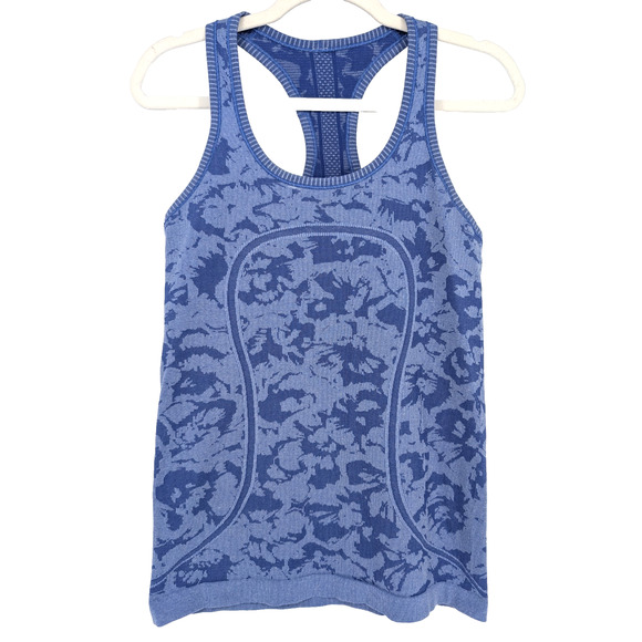 Lululemon Swiftly Tech Racerback Heathered Sapphire Blue Size 6 Gym Yoga Run - Picture 3 of 12